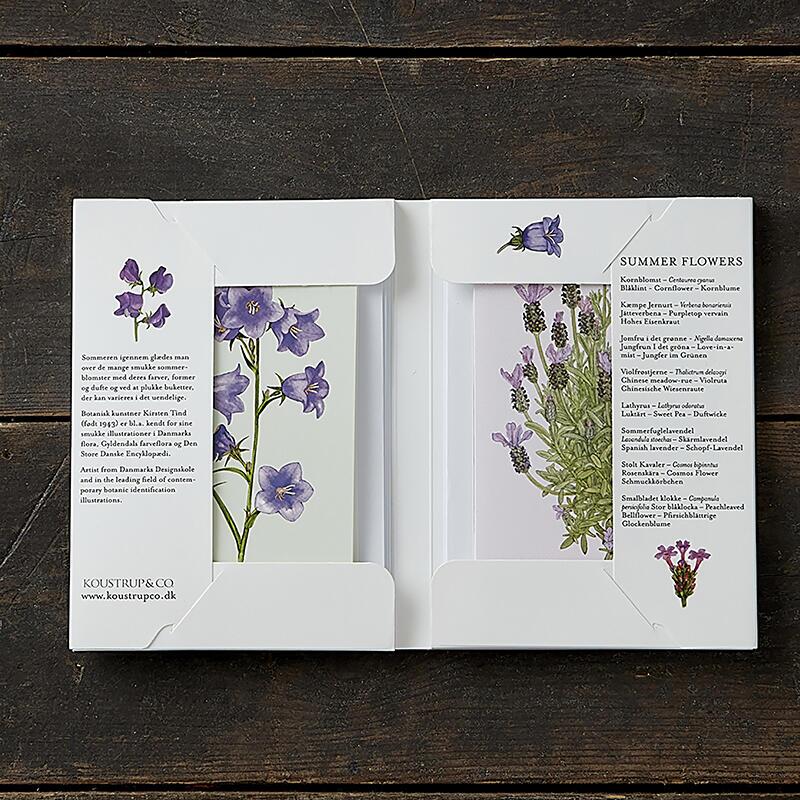 Wenskaarten "Zomerbloemen" - Set van 8 kaarten met enveloppe - Tuinkabouter Chrisje