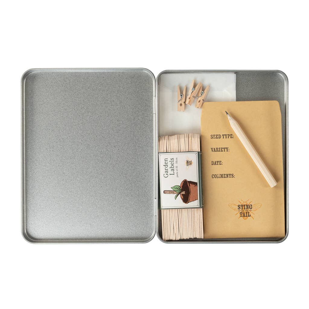 Kit de récolte de graines dans une boîte métallique