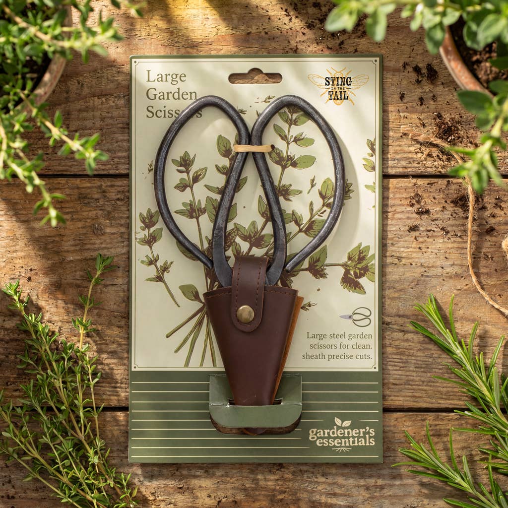 Grote tuinschaar met etui van vegan leer
