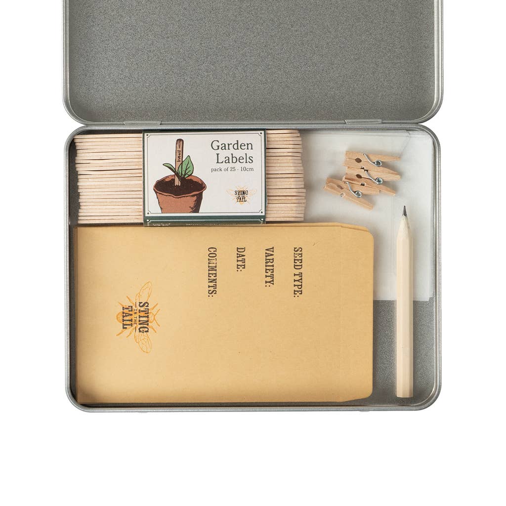 Kit de récolte de graines dans une boîte métallique