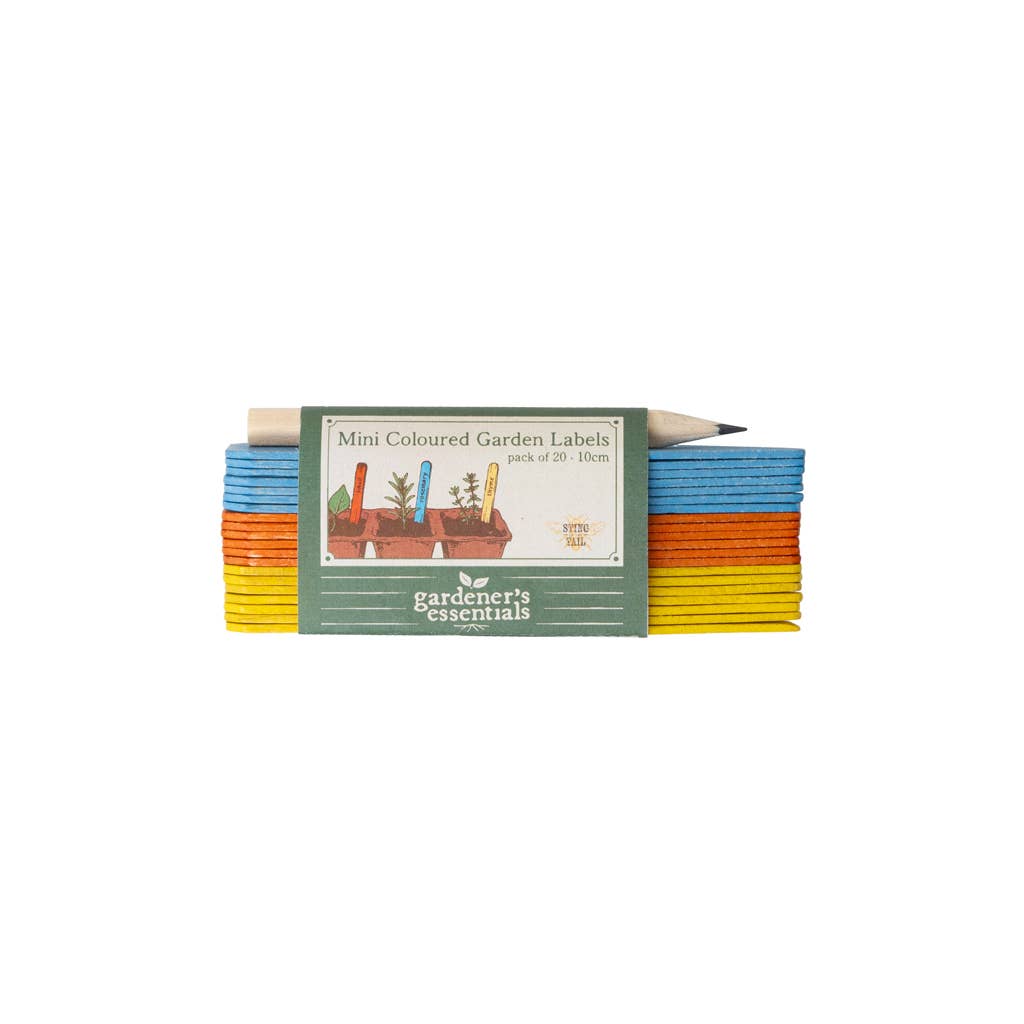 Colored wooden plant labels 10 cm – 20 pieces + pencil